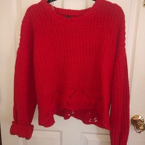 Red chenille sweater
